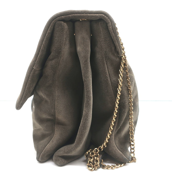 Lanvin Medium Sugar Chain Strap Shoulder Bag Gray Suede