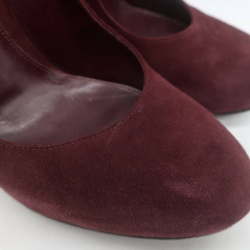 Gianvito Rossi Covered-Platform Pumps Burgundy Suede Size 37