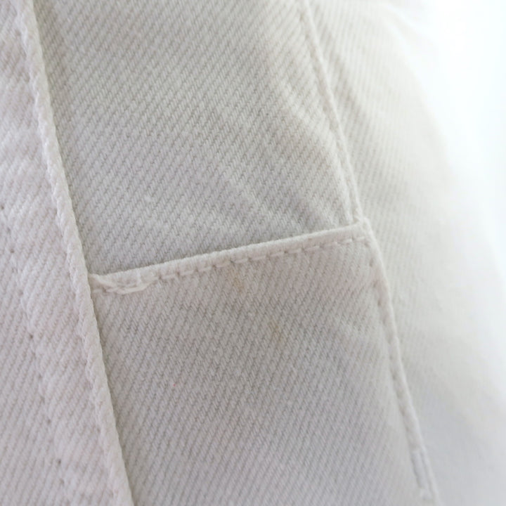 Purple Brand Pearl-Embellished High Rise Carpenter Jeans Cream Denim Size 24