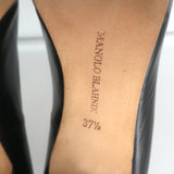 Manolo Blahnik Pointed Toe Pumps Black Leather Size 37.5