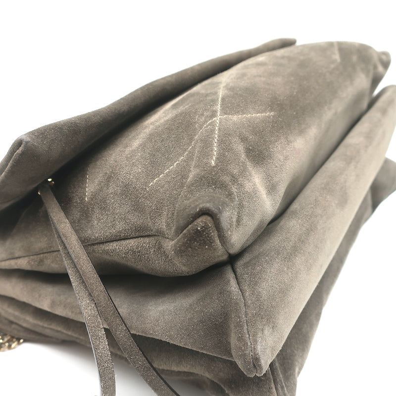 Lanvin Medium Sugar Chain Strap Shoulder Bag Gray Suede