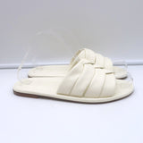 Vince Palmetta Woven Slide Sandals White Leather Size 8