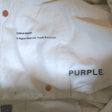 Purple Brand Pearl-Embellished High Rise Carpenter Jeans Cream Denim Size 24