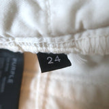 Purple Brand Pearl-Embellished High Rise Carpenter Jeans Cream Denim Size 24