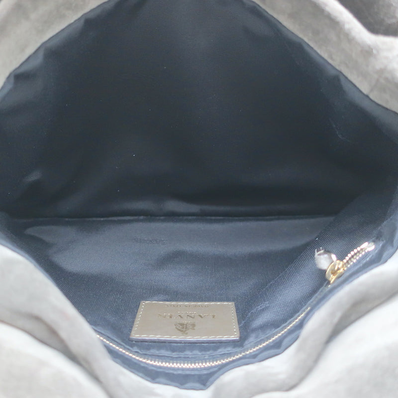 Lanvin Medium Sugar Chain Strap Shoulder Bag Gray Suede