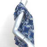 Xirena Top Sumer Blue Batik Print Cotton Size Small Flutter Sleeve Blouse