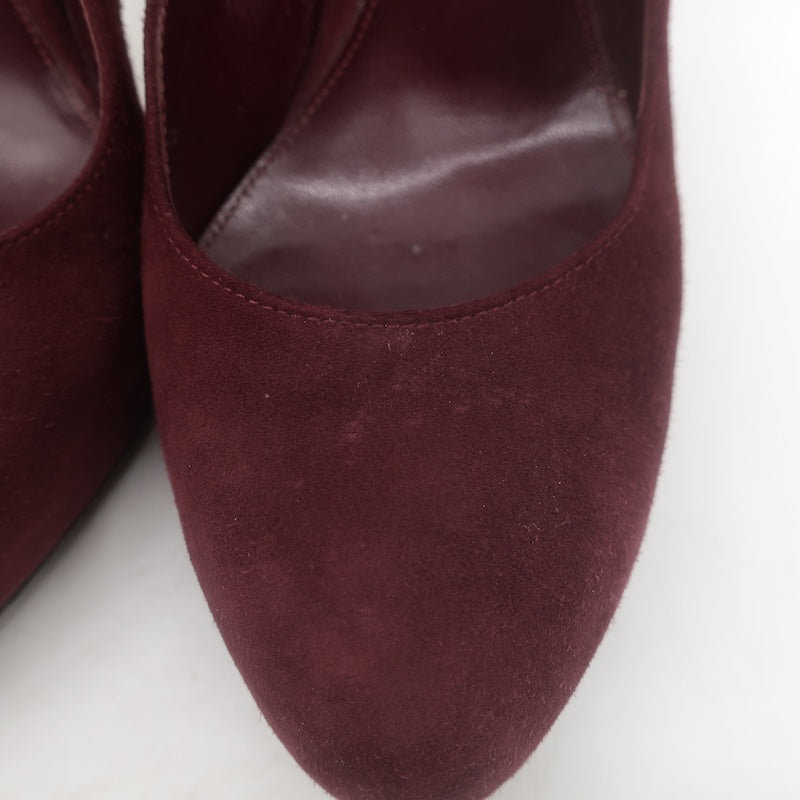 Gianvito Rossi Covered-Platform Pumps Burgundy Suede Size 37
