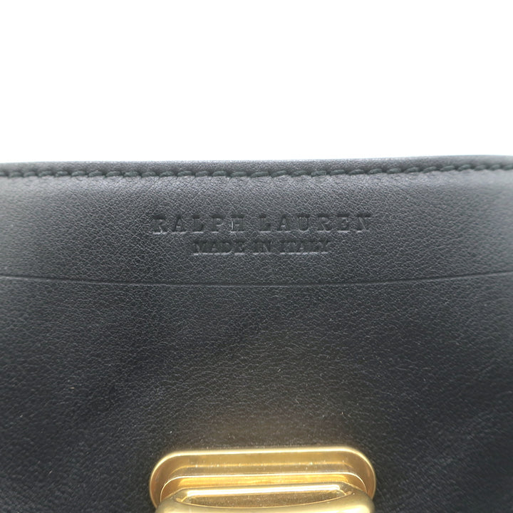 Ralph Lauren Tiffin Medium Shoulder Bag Black Floral-Embroidered Leather