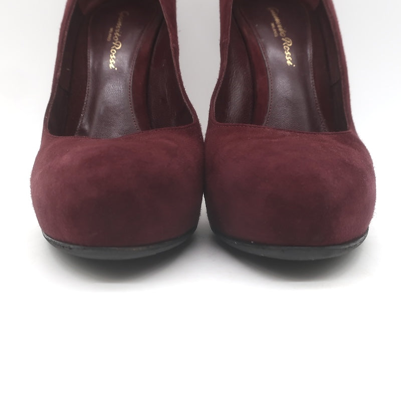 Gianvito Rossi Covered-Platform Pumps Burgundy Suede Size 37