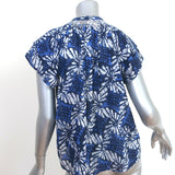 Xirena Top Sumer Blue Batik Print Cotton Size Small Flutter Sleeve Blouse
