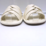 Vince Palmetta Woven Slide Sandals White Leather Size 8