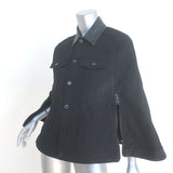 Givenchy Cape Jacket Black Leather-Trim Denim Size 36