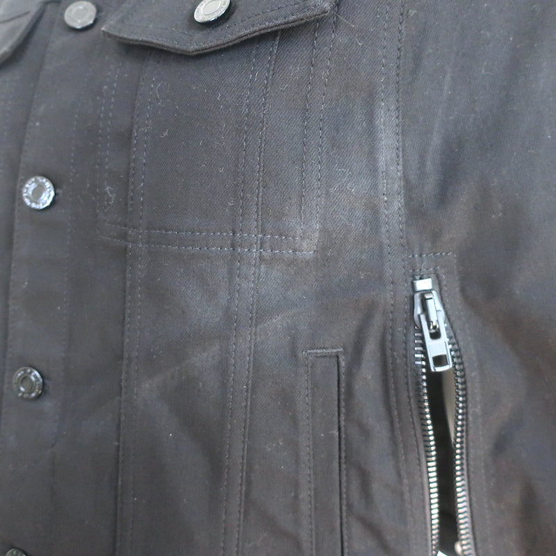 Givenchy Cape Jacket Black Leather-Trim Denim Size 36