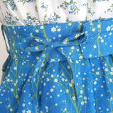 Gul Hurgel Beaded Mixed Floral Print Belted Midi Dress Blue/White Size Small