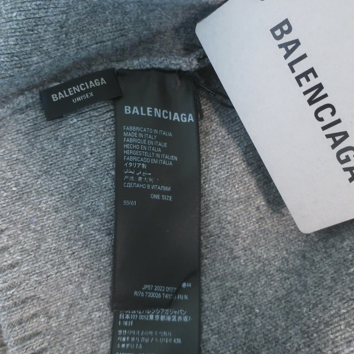 Balenciaga Allover Logo Beanie Gray Cashmere-Wool One Size NEW