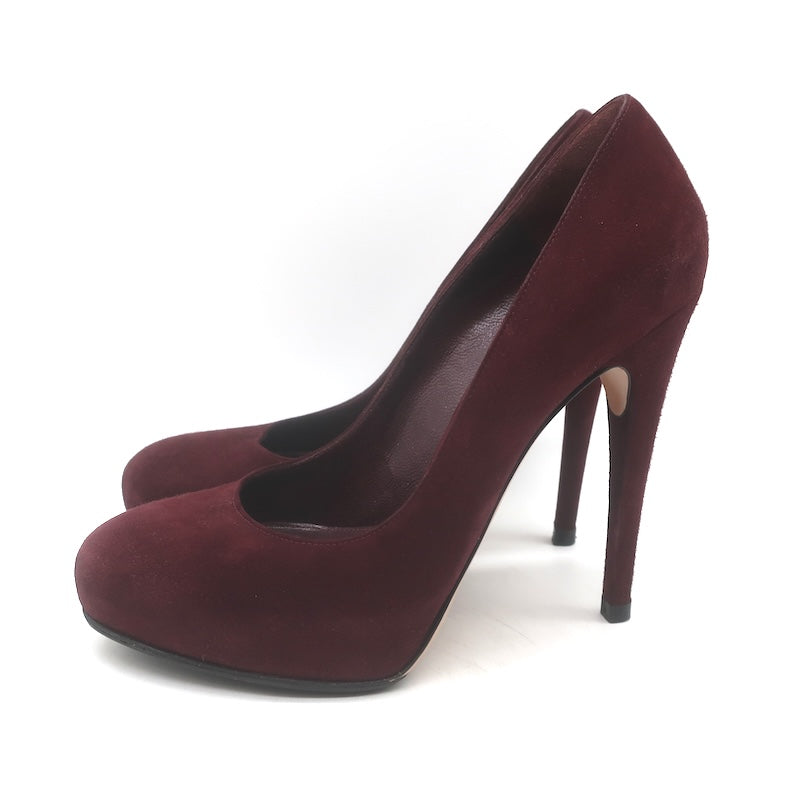Gianvito Rossi Covered-Platform Pumps Burgundy Suede Size 37