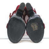 Chanel 17A Chain CC Velvet Wedge Sandals Burgundy Size 39 Slingback Heels