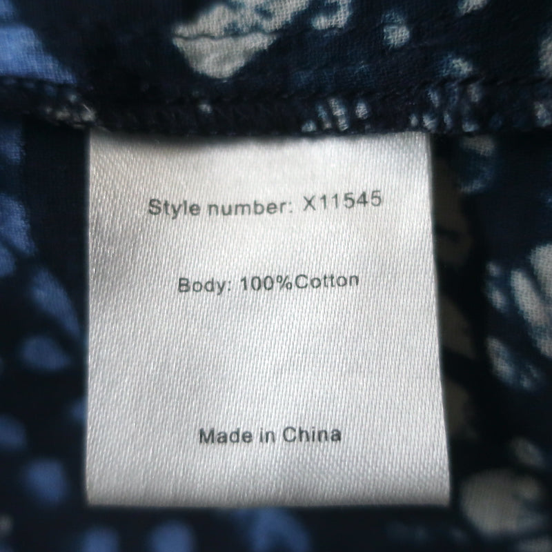 Xirena Top Sumer Blue Batik Print Cotton Size Small Flutter Sleeve Blouse