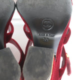 Chanel 17A Chain CC Velvet Wedge Sandals Burgundy Size 39 Slingback Heels
