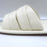 Vince Palmetta Woven Slide Sandals White Leather Size 8