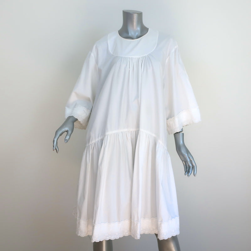 Simone Rocha Embroidered Midi Dress White Cotton Poplin Size UK 12 Celebrity Owned Simone Rocha Embroidered Midi Dress White Cotton Poplin Size UK 12 Celebrity Owned