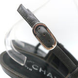 Chanel CC Cap Toe Slingback Pumps Dark Gray & Black Leather Size 39