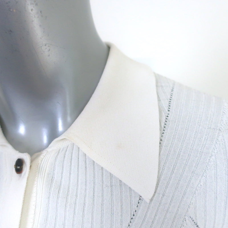 Veronica Beard Fiola Cardigan White Ribbed Knit Size Extra Small