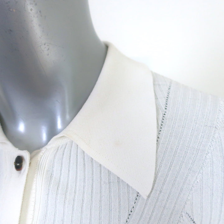 Veronica Beard Fiola Cardigan White Ribbed Knit Size Extra Small