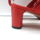 Celine Toe Ring Ankle Wrap Sandals Red Leather Size 37