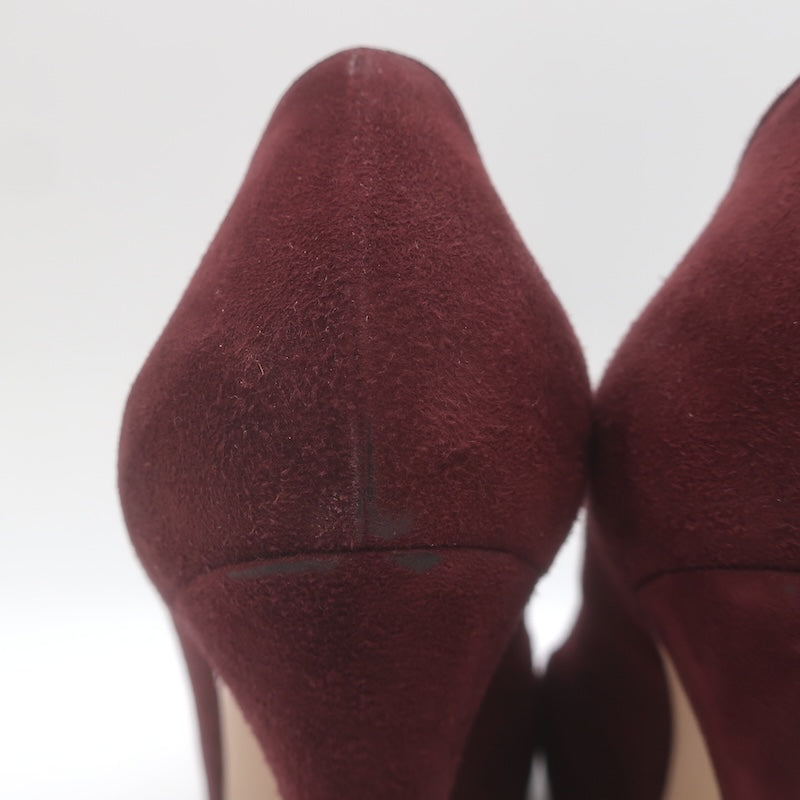 Gianvito Rossi Covered-Platform Pumps Burgundy Suede Size 37