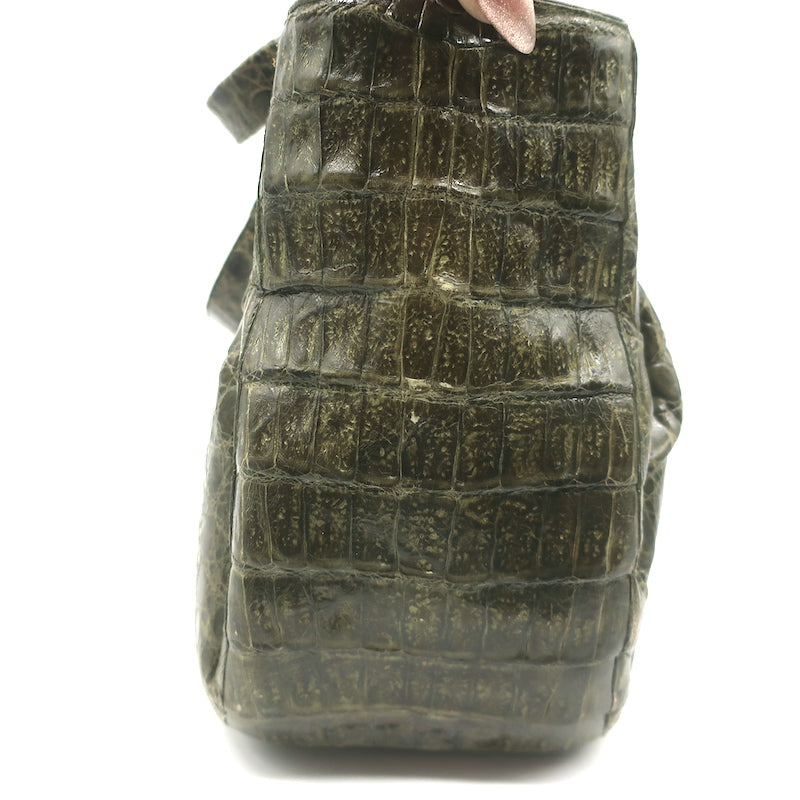 Nancy Gonzalez Crocodile Medium Shoulder Bag Olive Green
