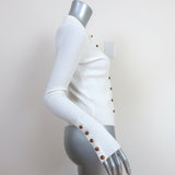 Veronica Beard Fiola Cardigan White Ribbed Knit Size Extra Small