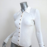 Veronica Beard Fiola Cardigan White Ribbed Knit Size Extra Small