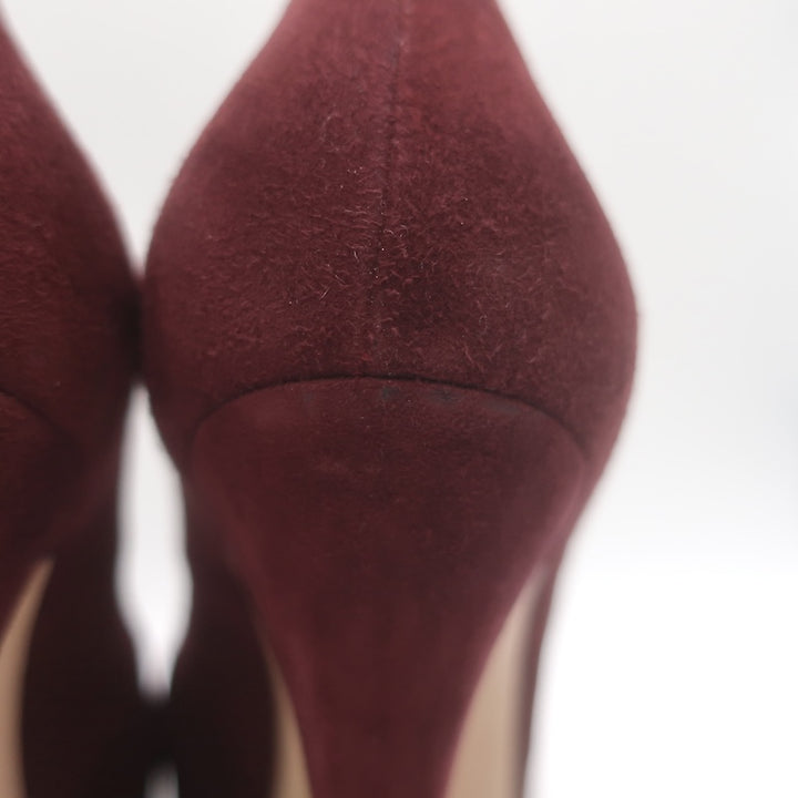 Gianvito Rossi Covered-Platform Pumps Burgundy Suede Size 37