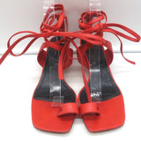 Celine Toe Ring Ankle Wrap Sandals Red Leather Size 37