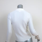 Veronica Beard Fiola Cardigan White Ribbed Knit Size Extra Small