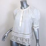 Ulla Johnson Faye Embroidered Puff Sleeve Top White Cotton Size 8 NEW