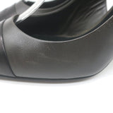 Chanel CC Cap Toe Slingback Pumps Dark Gray & Black Leather Size 39