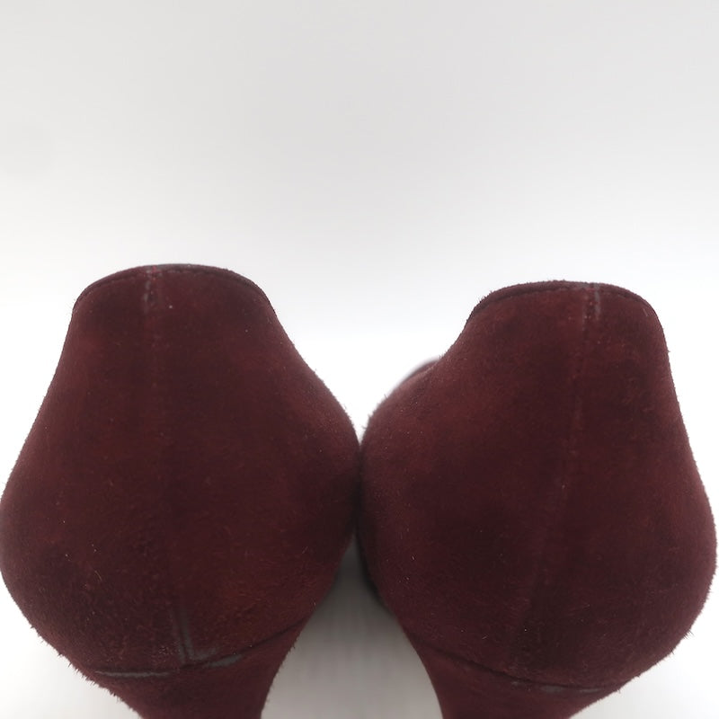 Gianvito Rossi Covered-Platform Pumps Burgundy Suede Size 37