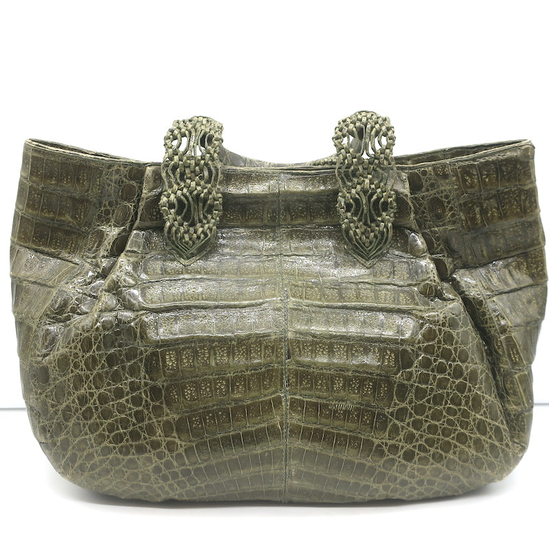 Nancy Gonzalez Crocodile Medium Shoulder Bag Olive Green