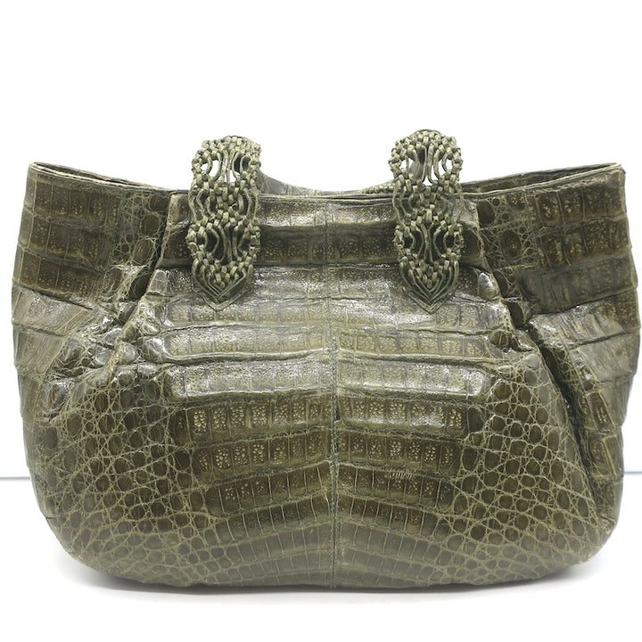 Nancy Gonzalez Crocodile Medium Shoulder Bag Olive Green