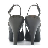 Chanel CC Cap Toe Slingback Pumps Dark Gray & Black Leather Size 39