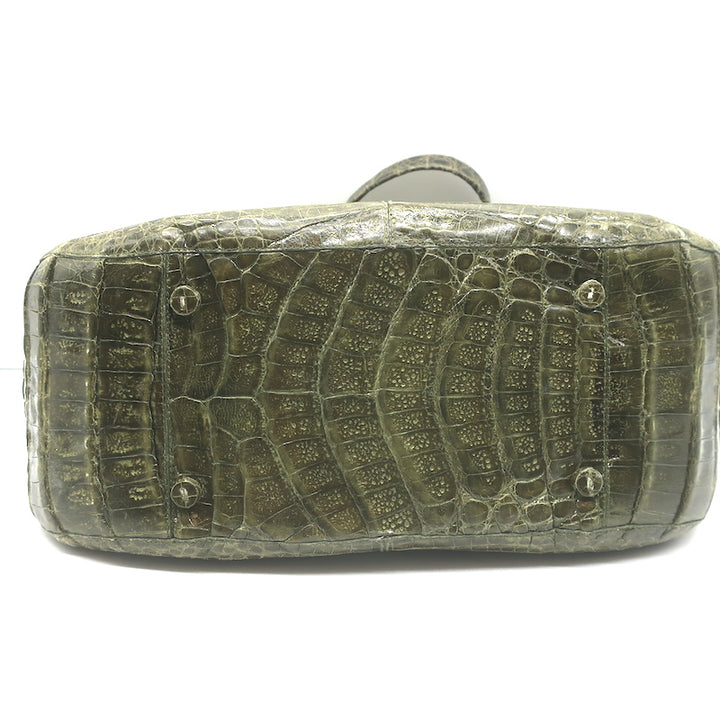 Nancy Gonzalez Crocodile Medium Shoulder Bag Olive Green