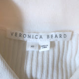 Veronica Beard Fiola Cardigan White Ribbed Knit Size Extra Small