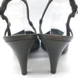 Chanel CC Cap Toe Slingback Pumps Dark Gray & Black Leather Size 39