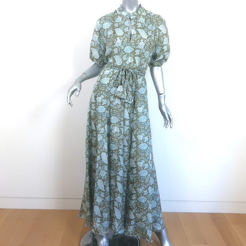 Hannah Artwear Oceanus Belted Maxi Dress Green Leaf Print Silk Size 0 Celebrity Owned Hannah Artwear Oceanus Belted Maxi Dress Green Leaf Print Silk Size 0 Celebrity Owned