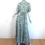 Hannah Artwear Oceanus Belted Maxi Dress Green Leaf Print Silk Size 0