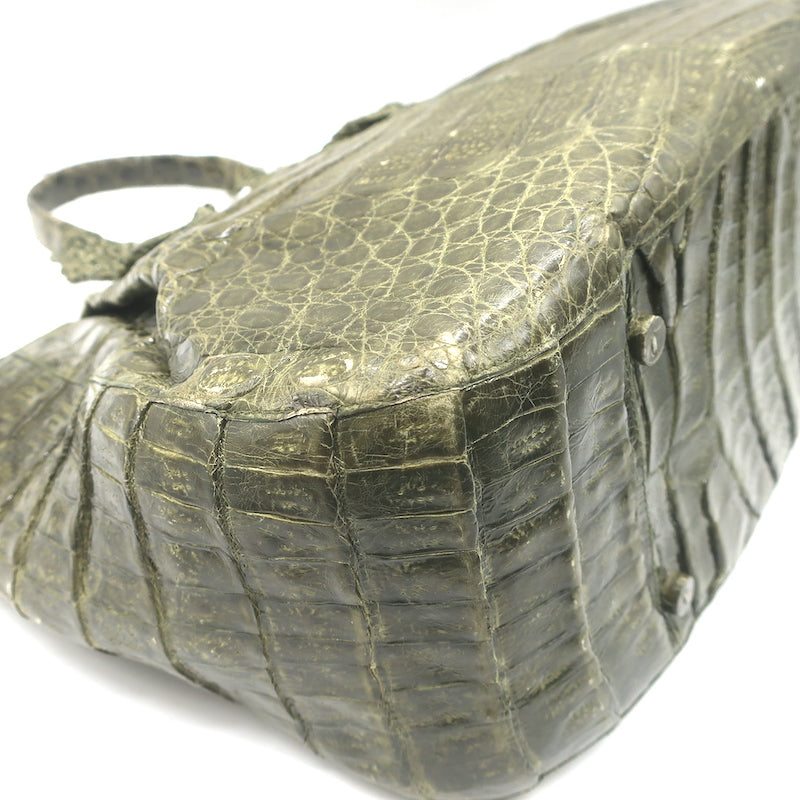 Nancy Gonzalez Crocodile Medium Shoulder Bag Olive Green