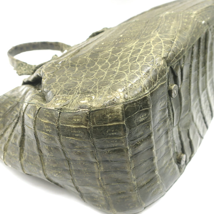 Nancy Gonzalez Crocodile Medium Shoulder Bag Olive Green