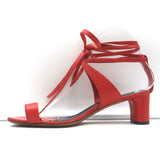 Celine Toe Ring Ankle Wrap Sandals Red Leather Size 37